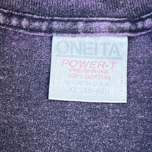 Vintage 90s Nevada City California Purple Acid Wash Gold Embroidered T-Shirt XL - Picture 9 of 15